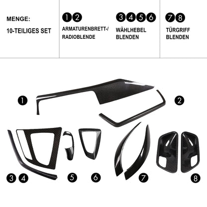 Mavlaro Echtcarbon Innenraum-Komplettset 10-teilig für BMW 3er F30 2011-2018 / 3er F31 2012-2019 / 3er F34 2013-2020 / 4er F32 2013-2020 / 4er F36 2014-2021