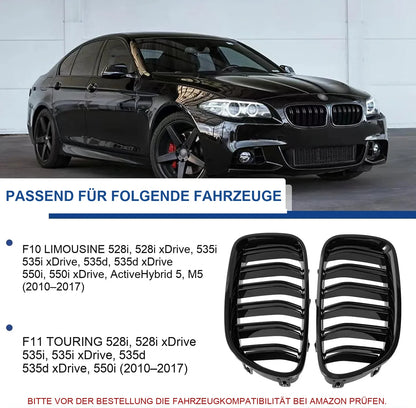 Mavlaro M-Style Doppelsteg Nieren Grill Schwarz für BMW 5er F10 2010-2017 / 5er F11 2010-2017