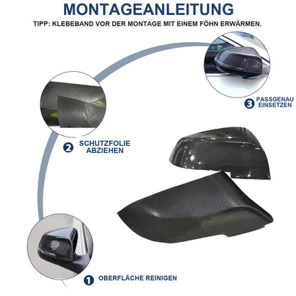 Mavlaro Echtcarbon Spiegelkappen Ersatz für BMW 7er F01 2008-2015 / 7er F02 2008-2015 / 5er F10 2010-2017 / 5er F11 2010-2017 / 5er F07 2009-2017 / 6er F06 2012-2018 / 6er F12 2011-2018 / 6er F13 2011-2017