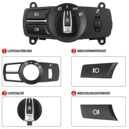 Mavlaro Lichtschalter Panel Ersatz 4-teilig für BMW F10 F12 F01 F25 F26