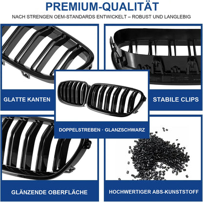 Mavlaro M-Style Doppelsteg Nieren Grill Schwarz für BMW 5er F10 2010-2017 / 5er F11 2010-2017
