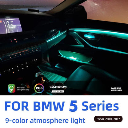 Mavlaro 9-Farben LED Ambientebeleuchtung Komplettset für BMW 5er F10/F11 2010-2017 CIC/NBT