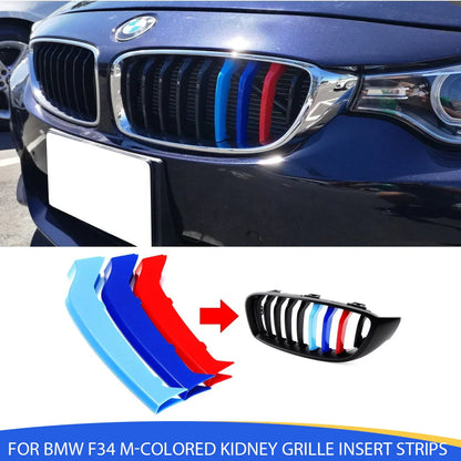 Mavlaro M-Farben Nieren-Zierstreifen für BMW 3er GT F34 M-Sport 2013-2020 9-Streben-Grill