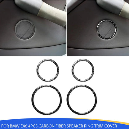 Mavlaro Echtcarbon Lautsprecher-Ringblenden 4-teilig für BMW 3er E46 1998-2006