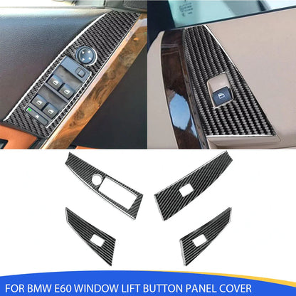 Mavlaro Echtcarbon Fensterheberschalter-Blenden 4-teilig für BMW 5er E60 Vorfacelift 2004-2007
