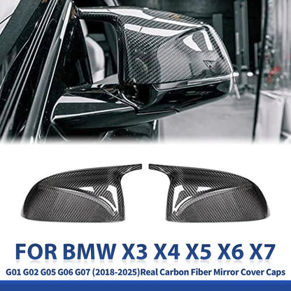 Mavlaro Echtcarbon Spiegelkappen Ersatz für BMW X3/X4/X5/X6/X7 G01/G02/G05/G06/G07 2018-2025