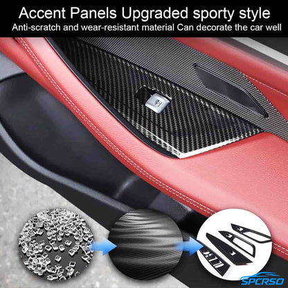 Mavlaro Carbon-Look Fensterheberschalter-Blenden 4-teilig für BMW 4er G22/G23/G26 & i4 2021-2025