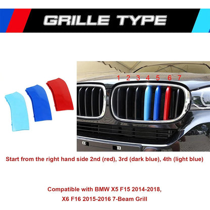 Mavlaro M-Farben Nieren-Zierstreifen für BMW X5 F15 2014-2018 & X6 F16 2015-2016