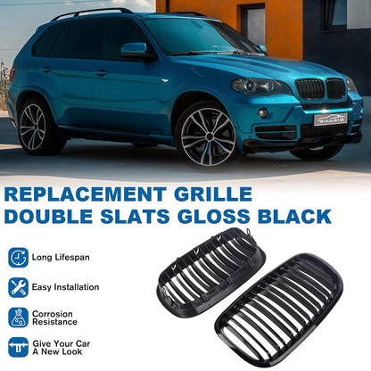 Mavlaro Nieren Kühlergrill Doppelsteg Schwarz für BMW X5 E70 2007-2013 & X6 E71 2008-2014