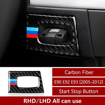 Mavlaro 5D Carbon-Optik Start-Stopp-Knopfrahmen für BMW E90/E91/E92/E93