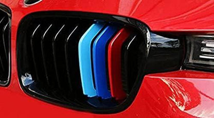 Mavlaro M-Farben Nieren-Zierstreifen für BMW 3er F30/F31 2013-2018 8 Streben Schwarz
