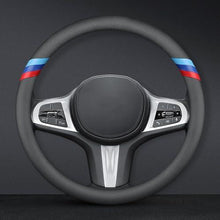 Mavlaro Nappa-Leder Lenkradbezug schmale Passform für BMW Lenkräder 14,5-15 Zoll Schwarz