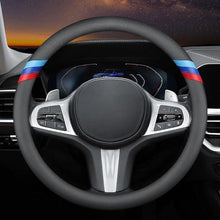 Mavlaro Nappa-Leder Lenkradbezug schmale Passform für BMW Lenkräder 14,5-15 Zoll Schwarz