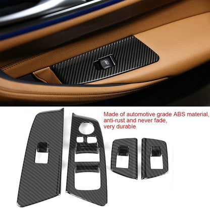 Mavlaro Fensterheberschalter Rahmen 4-teilig Carbon-Optik/Silber für BMW 5er G30 2017-2018