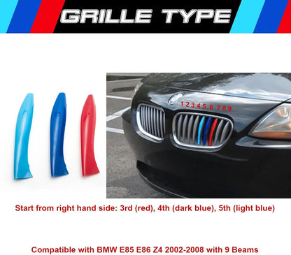 Mavlaro M-Farben Nieren-Zierstreifen für BMW Z4 E85/E86 2002-2008 9 Streben