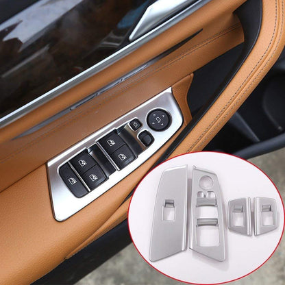 Mavlaro Fensterheberschalter Rahmen 4-teilig Carbon-Optik/Silber für BMW 5er G30 2017-2018