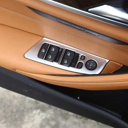 Mavlaro Fensterheberschalter Rahmen 4-teilig Carbon-Optik/Silber für BMW 5er G30 2017-2018