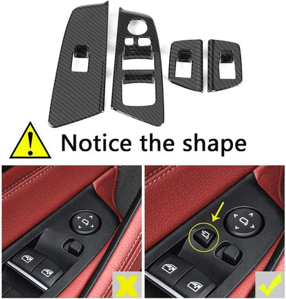 Mavlaro Fensterheberschalter Rahmen 4-teilig Carbon-Optik/Silber für BMW 5er G30 2017-2018