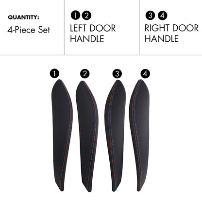 Mavlaro Interior Door Handle Covers – Suitable for BMW 3/4 Series F30-F36 and M3/M4 F80/F82/F83, available in genuine leather and Alcantara materials, compatible with left-hand drive and right-hand drive models.