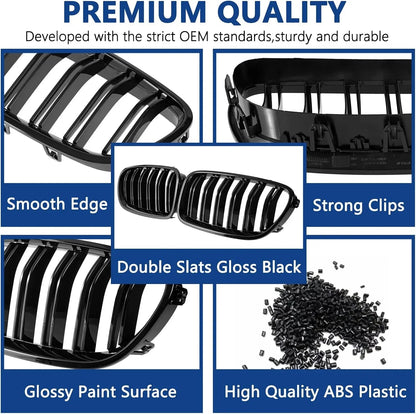 Mavlaro M-Style Doppelsteg Nieren Grill Schwarz für BMW 5er F10/F11 2010-2017