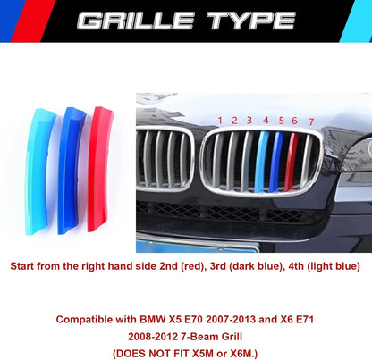 Mavlaro M-Farben Nieren-Zierstreifen für BMW X5 E70 2007-2013 & X6 E71 2008-2012