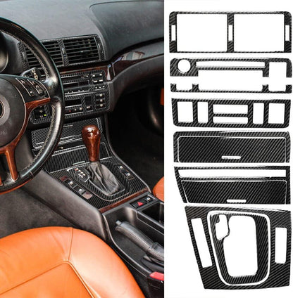 Mavlaro Echtcarbon Mittelkonsole Innenraum-Set 8-teilig für BMW 3er E46 1998-2005