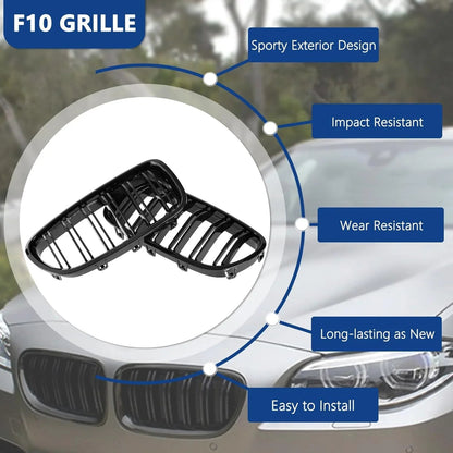 Mavlaro M-Style Doppelsteg Nieren Grill Schwarz für BMW 5er F10/F11 2010-2017