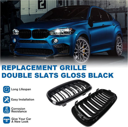 Mavlaro Nieren Kühlergrill Doppelsteg Schwarz für BMW X5 F15/F85 2014-2018 & X6 F16/F86 2015-2019