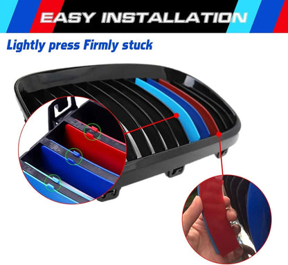 Mavlaro M-Farben Nieren-Zierstreifen für BMW 3er E92/E93 LCI 2011-2013 13 Streben