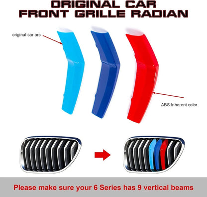 Mavlaro M-Farben Nieren-Zierstreifen für BMW 6er F06/F12/F13 2016-2018 9 Streben