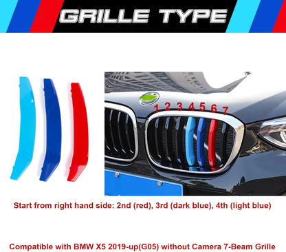Mavlaro M-Farben Nieren-Zierstreifen für BMW X5 G05 2019+ 7 Streben ohne Night Vision