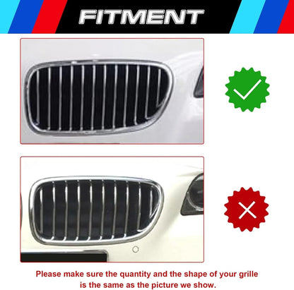 Mavlaro M-Farben Nieren-Zierstreifen für BMW 5er F10/F11 2011-2013 12 Streben Schwarz