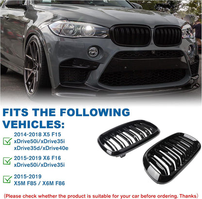Mavlaro Nieren Kühlergrill Doppelsteg Schwarz für BMW X5 F15/F85 2014-2018 & X6 F16/F86 2015-2019