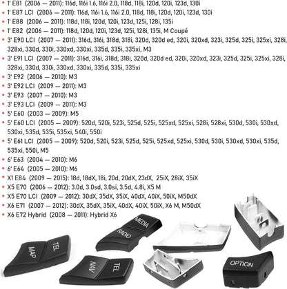 Mavlaro iDrive Tasten Ersatz 7-teilig für BMW E81/E82/E88 E90/E92/E93 E60/E61 E70/E71