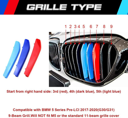 Mavlaro M-Farben Nieren-Zierstreifen für BMW 5er G30/G31 2017-2020 9 Streben