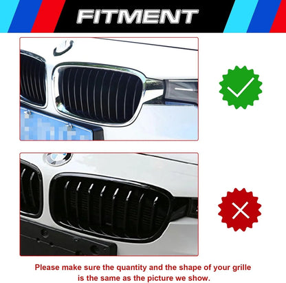 Mavlaro M-Farben Nieren-Zierstreifen für BMW 3er F30 & 4er F32 11 Streben Chrom