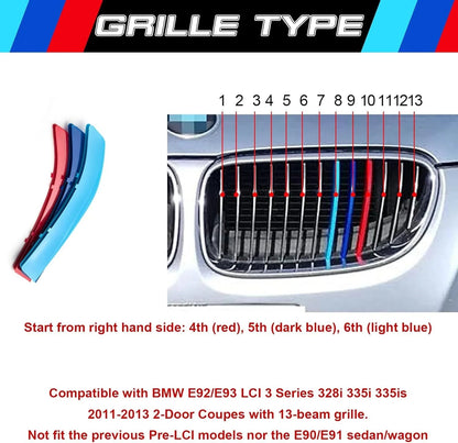 Mavlaro M-Farben Nieren-Zierstreifen für BMW 3er E92/E93 LCI 2011-2013 13 Streben