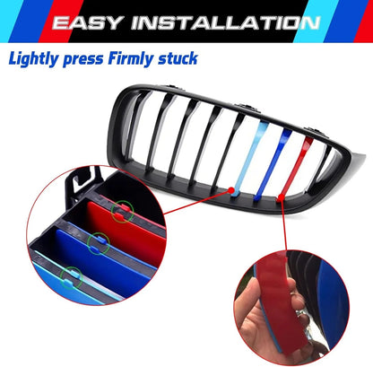 Mavlaro M-Farben Nieren-Zierstreifen für BMW 4er F32/F33/F36 2014-2018 9 Streben