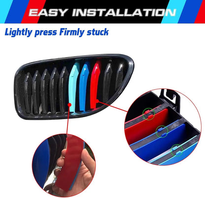 Mavlaro M-Farben Nieren-Zierstreifen für BMW 6er F12/F13 Pre-LCI 2012-2015 10 Streben