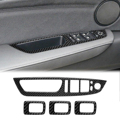 Mavlaro Carbonfaser Fensterheberschalter-Blenden 4-teilig für BMW X5 E70 & X6 E71 2008-2013