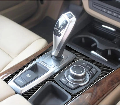 Mavlaro Carbonfaser Schaltkulisse Blende Black D für BMW X5 E70 & X6 E71 2010-2014