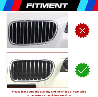 Mavlaro M-Farben Nieren-Zierstreifen für BMW 5er F10/F11 2010-2016 10 Streben Chrom