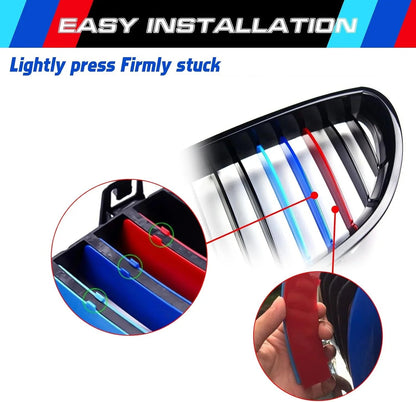 Mavlaro M-Farben Nieren-Zierstreifen für BMW 5er E60 2004-2010 11 Streben