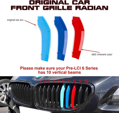 Mavlaro M-Farben Nieren-Zierstreifen für BMW 6er F12/F13 Pre-LCI 2012-2015 10 Streben