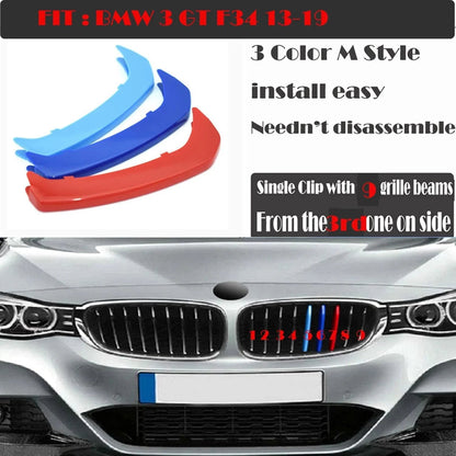 Mavlaro M-Farben Nieren-Zierstreifen für BMW 3er GT F34 M-Sport 2013-2020 9-Streben-Grill