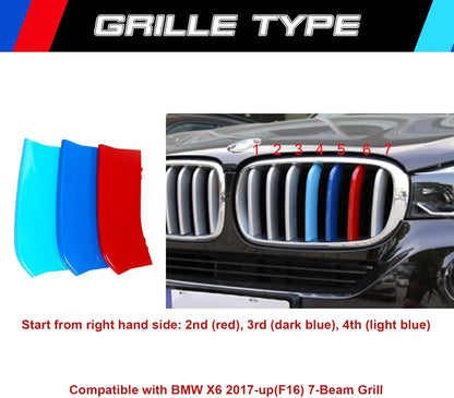 Mavlaro M-Farben Nieren-Zierstreifen für BMW X6 F16 2017-2019 7 Streben