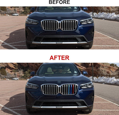 Mavlaro M-Farben Nieren-Zierstreifen für BMW X3 G01 & X4 G02 2022-2023 7 Streben