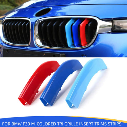 Mavlaro M-Farben Nieren-Zierstreifen für BMW 3er F30/F31 2013-2018 8 Streben Schwarz