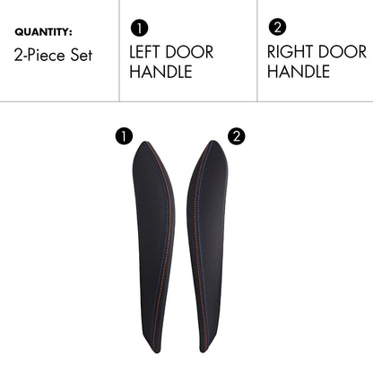 Mavlaro Interior Door Handle Covers – Suitable for BMW 3/4 Series F30-F36 and M3/M4 F80/F82/F83, available in genuine leather and Alcantara materials, compatible with left-hand drive and right-hand drive models.