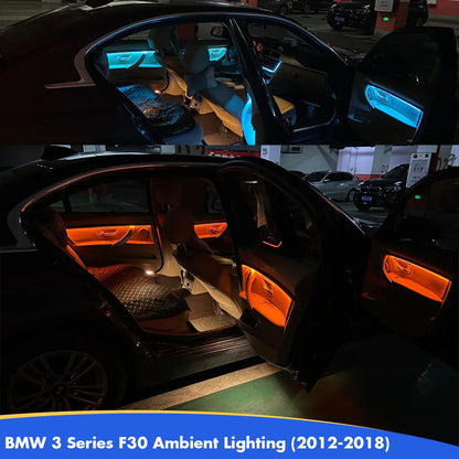 Mavlaro LED Ambientebeleuchtung Türleisten 4-teilig für BMW 3er F30/F31/F80 2012-2019 Blau/Orange